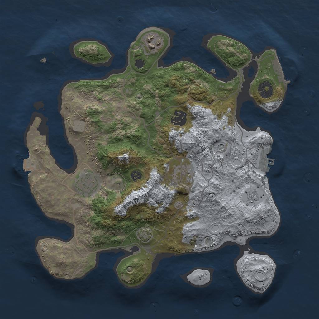 Rust Map: Procedural Map, Size: 3000, Seed: 1873425, 12 Monuments