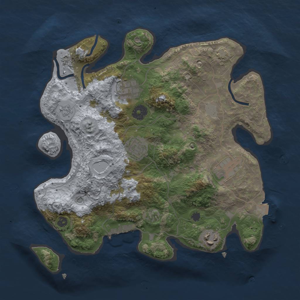 Rust Map: Procedural Map, Size: 3000, Seed: 601659, 11 Monuments
