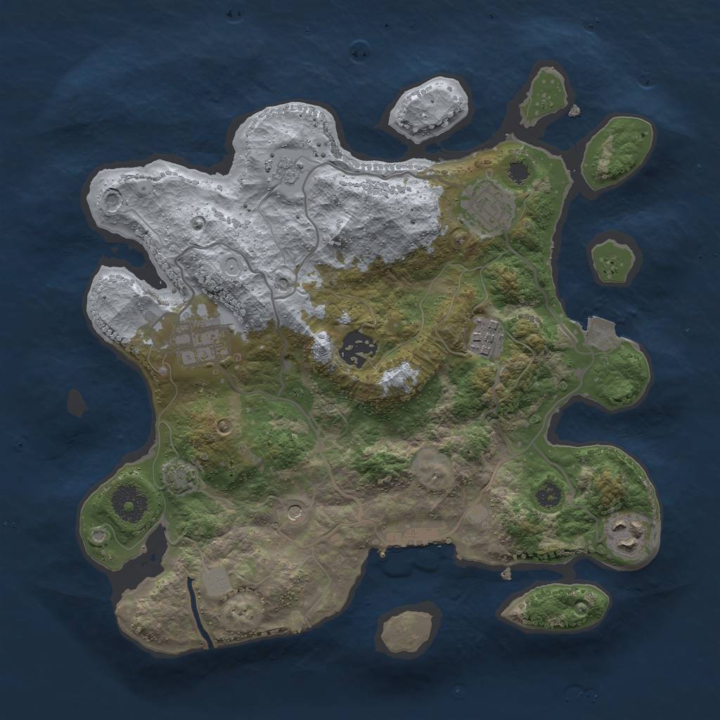 Rust Map: Procedural Map, Size: 3000, Seed: 1616401415, 12 Monuments