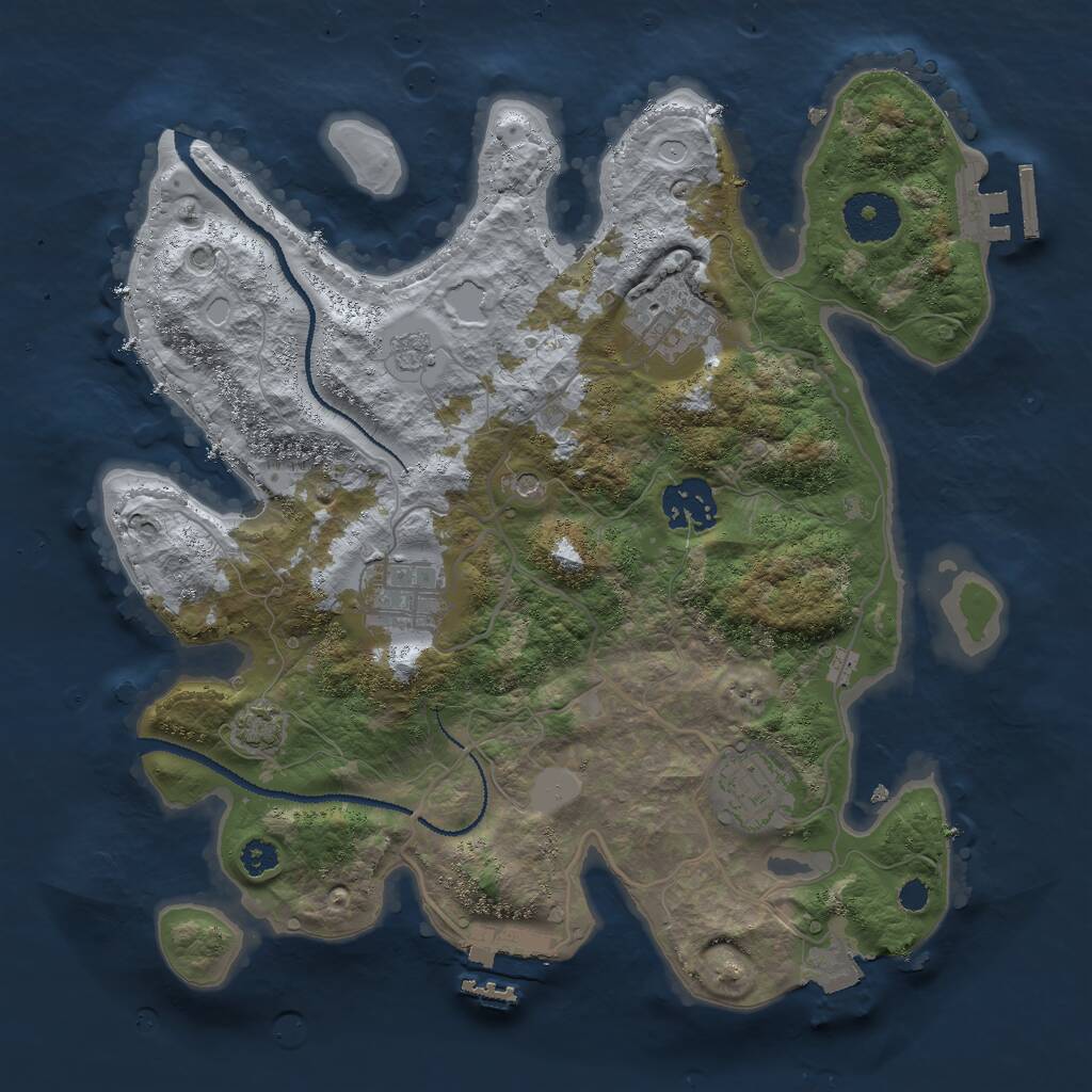 Rust Map: Procedural Map, Size: 3000, Seed: 1971334524, 10 Monuments