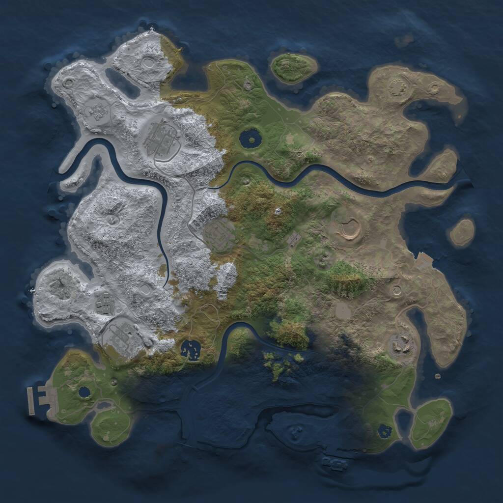 Rust Map: Procedural Map, Size: 3600, Seed: 21405, 13 Monuments