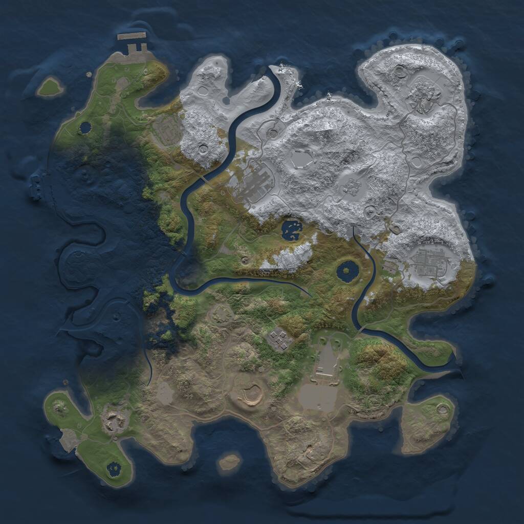 Rust Map: Procedural Map, Size: 3700, Seed: 34009384, 15 Monuments