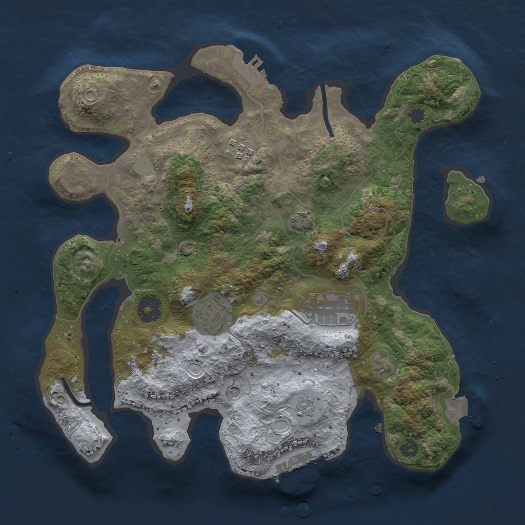 Rust Map: Procedural Map, Size: 3000, Seed: 16549, 11 Monuments