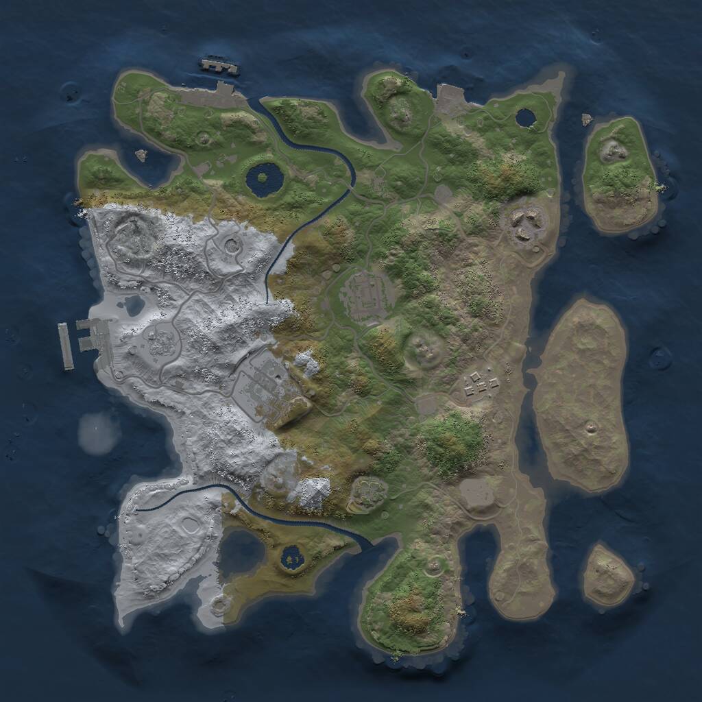 Rust Map: Procedural Map, Size: 3000, Seed: 3894610, 10 Monuments