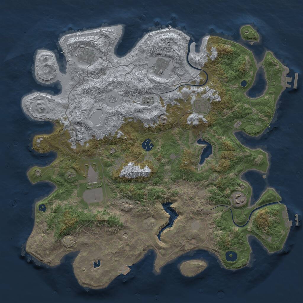 Rust Map: Procedural Map, Size: 4000, Seed: 64327, 14 Monuments