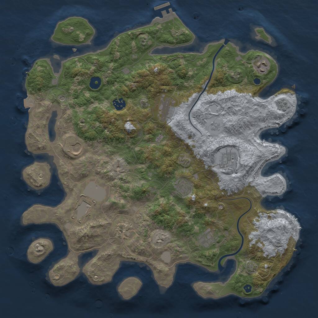 Rust Map: Procedural Map, Size: 3900, Seed: 48630074, 15 Monuments