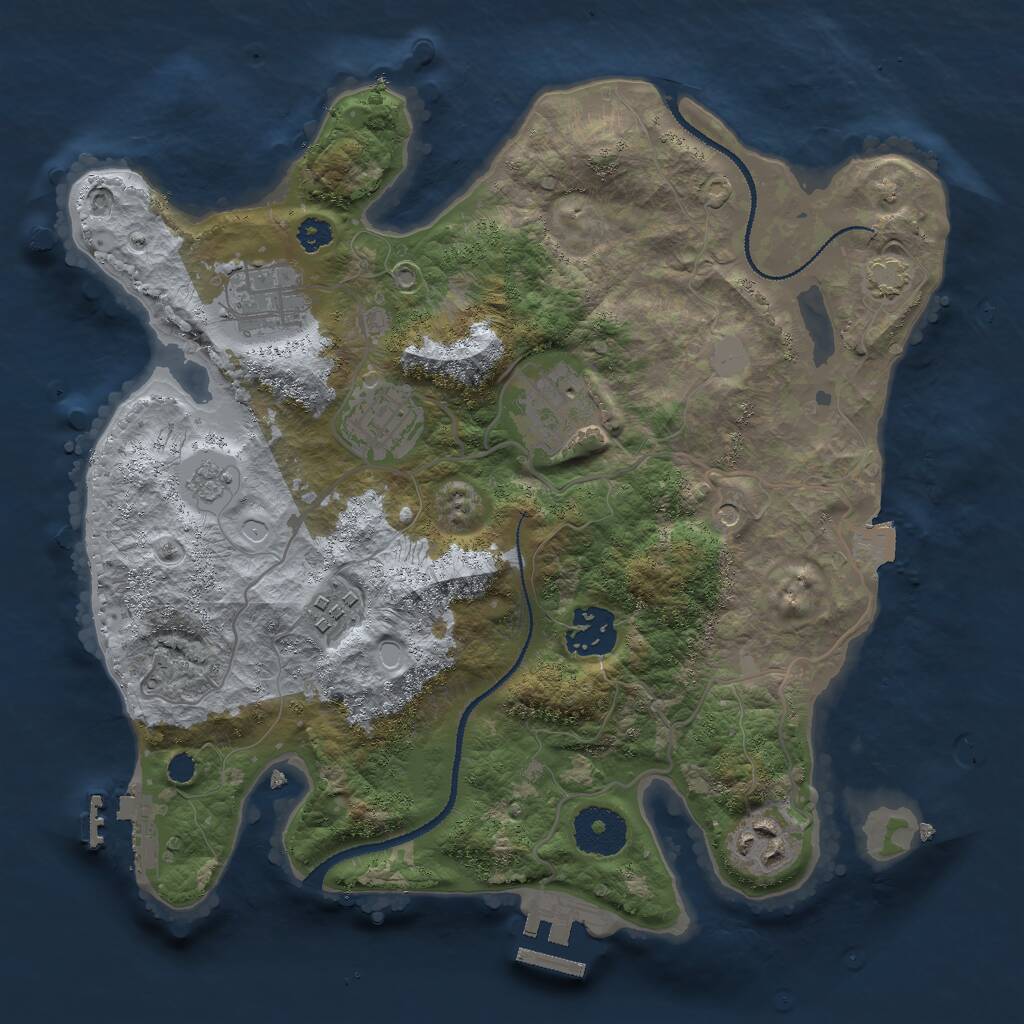 Rust Map: Procedural Map, Size: 3000, Seed: 593967156, 12 Monuments