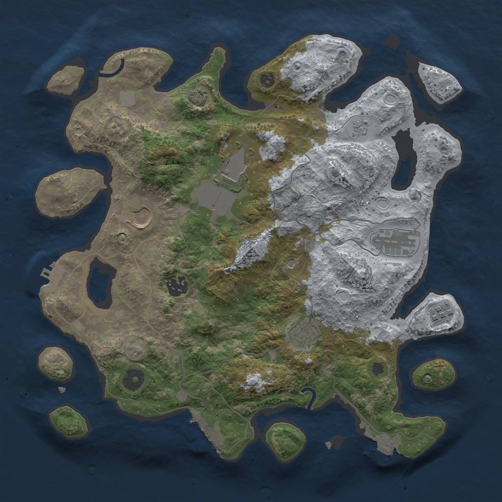 Rust Map: Procedural Map, Size: 3500, Seed: 69771212, 14 Monuments