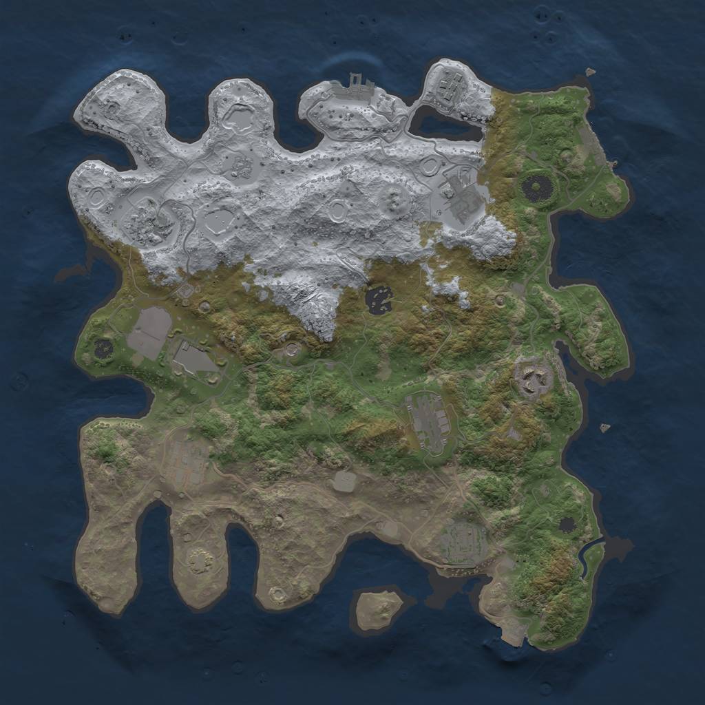 Rust Map: Procedural Map, Size: 3650, Seed: 1575638, 17 Monuments