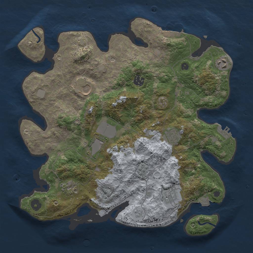 Rust Map: Procedural Map, Size: 3500, Seed: 630506113, 16 Monuments