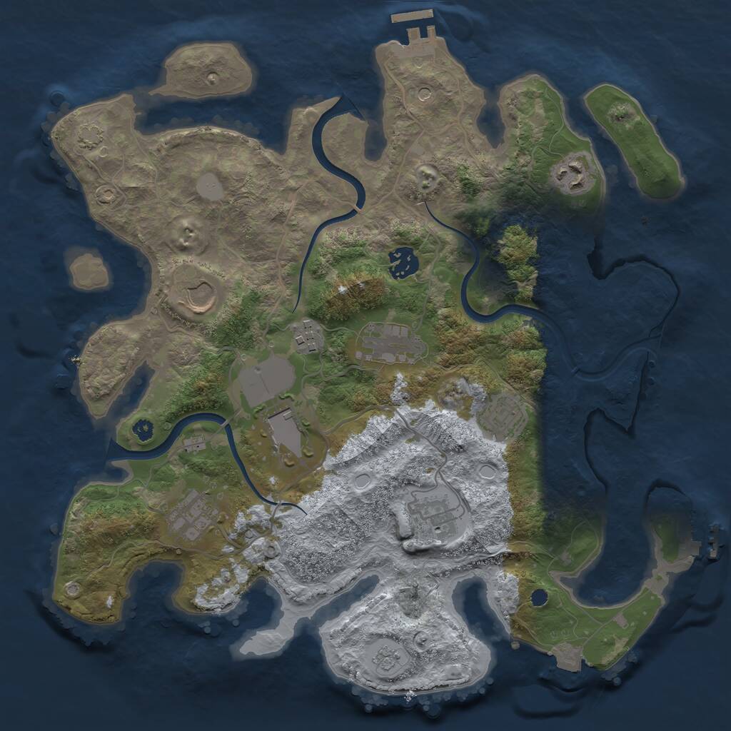 Rust Map: Procedural Map, Size: 3500, Seed: 1043037932, 15 Monuments