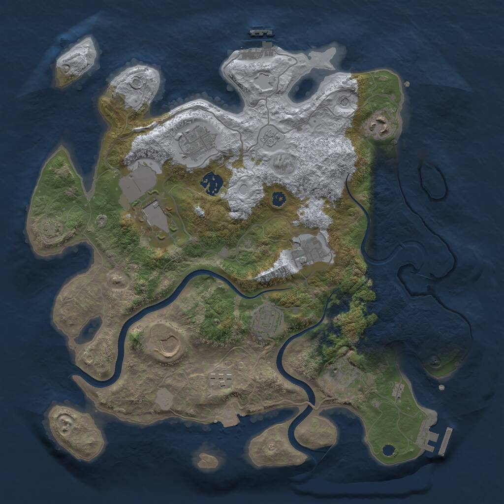Rust Map: Procedural Map, Size: 3500, Seed: 656040172, 15 Monuments