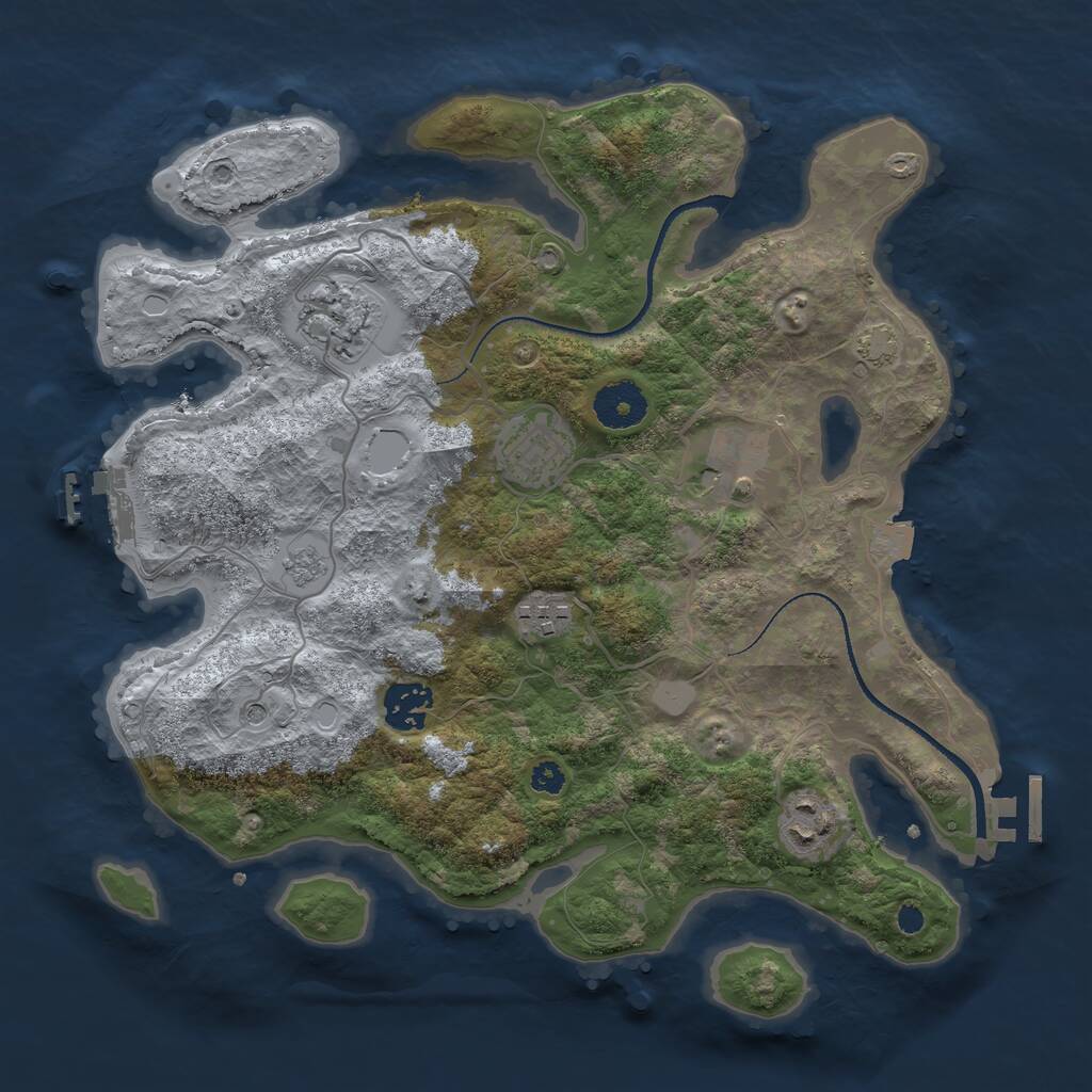 Rust Map: Procedural Map, Size: 3300, Seed: 599411657, 12 Monuments