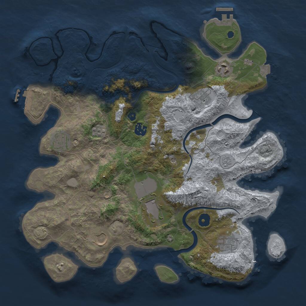 Rust Map: Procedural Map, Size: 3650, Seed: 86349440, 14 Monuments