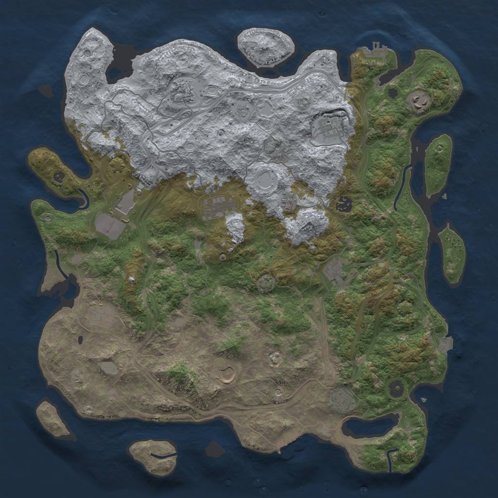 Rust Map: Procedural Map, Size: 4500, Seed: 1123796750, 19 Monuments