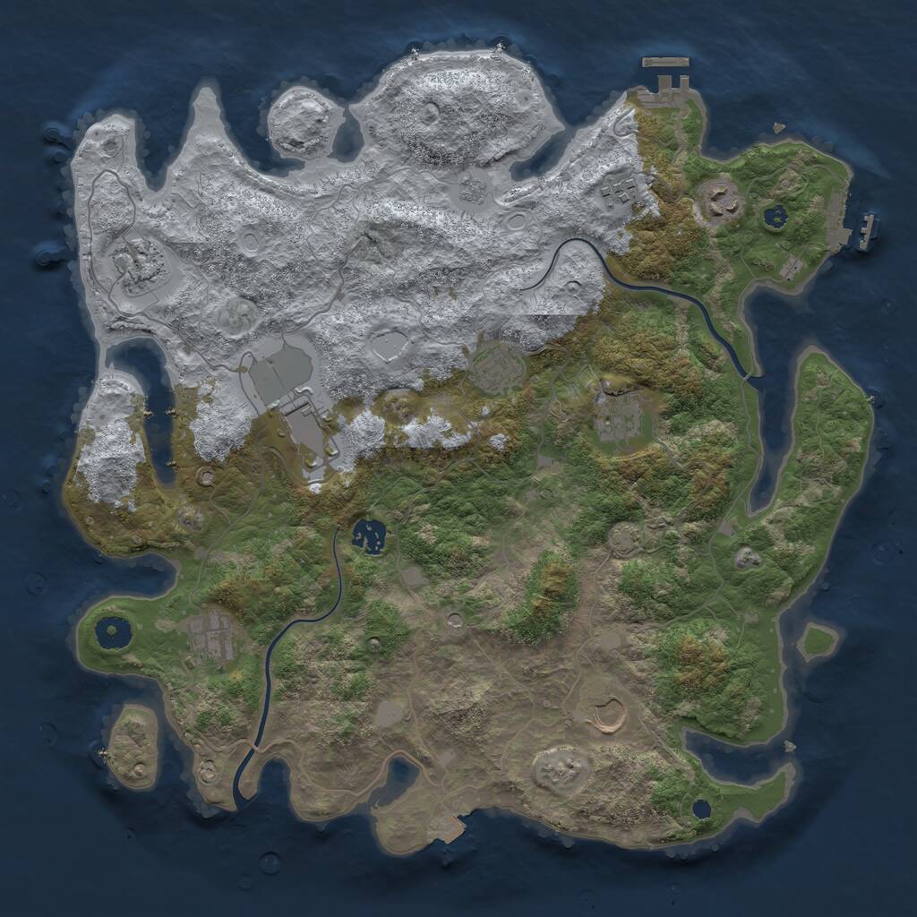Rust Map: Procedural Map, Size: 3950, Seed: 33718325, 15 Monuments
