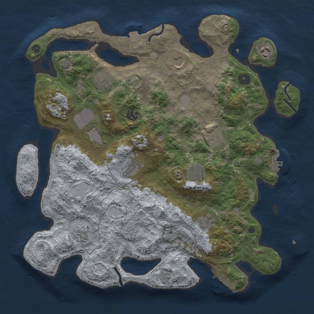 Rust Map: Procedural Map, Size: 4000, Seed: 30896046, 19 Monuments