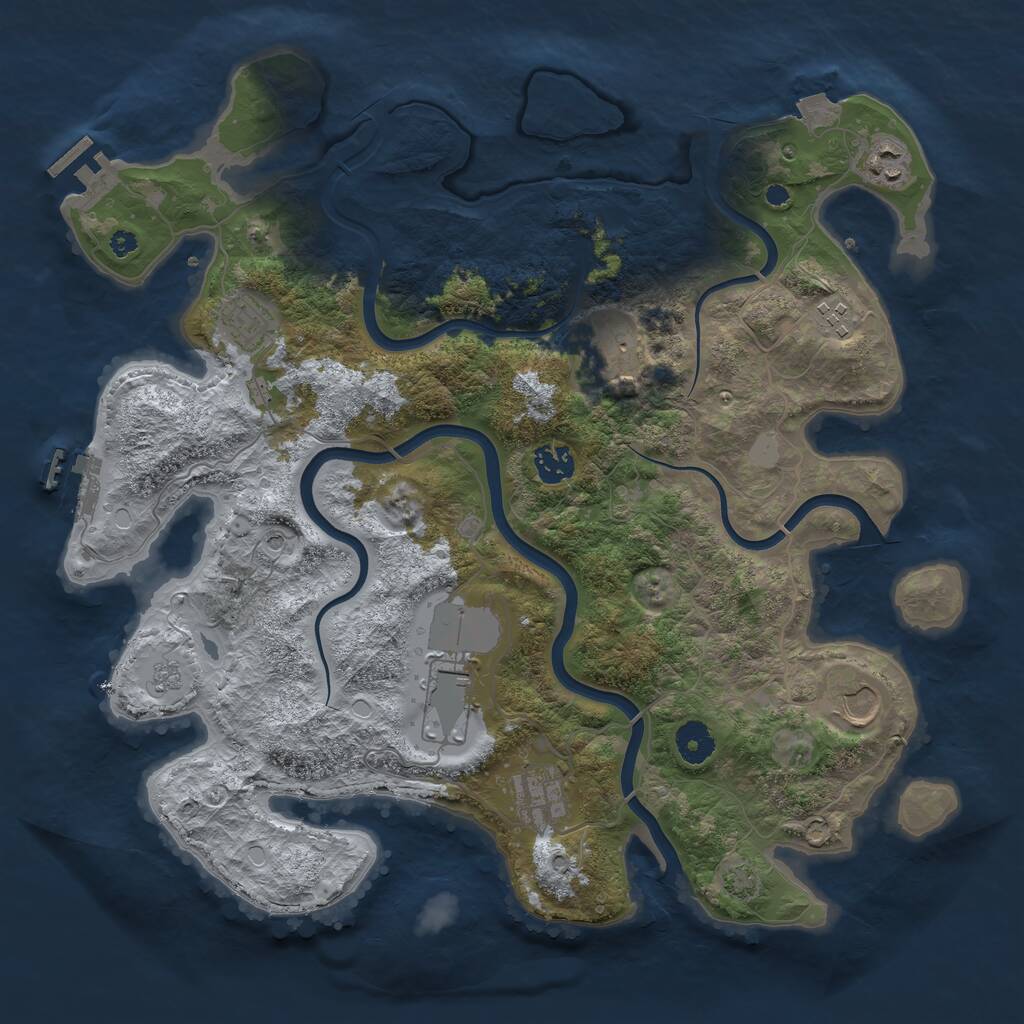 Rust Map: Procedural Map, Size: 3850, Seed: 3438165, 14 Monuments