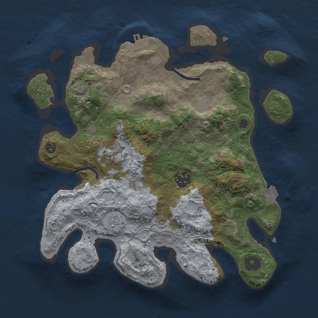Rust Map: Procedural Map, Size: 3000, Seed: 19780410, 9 Monuments