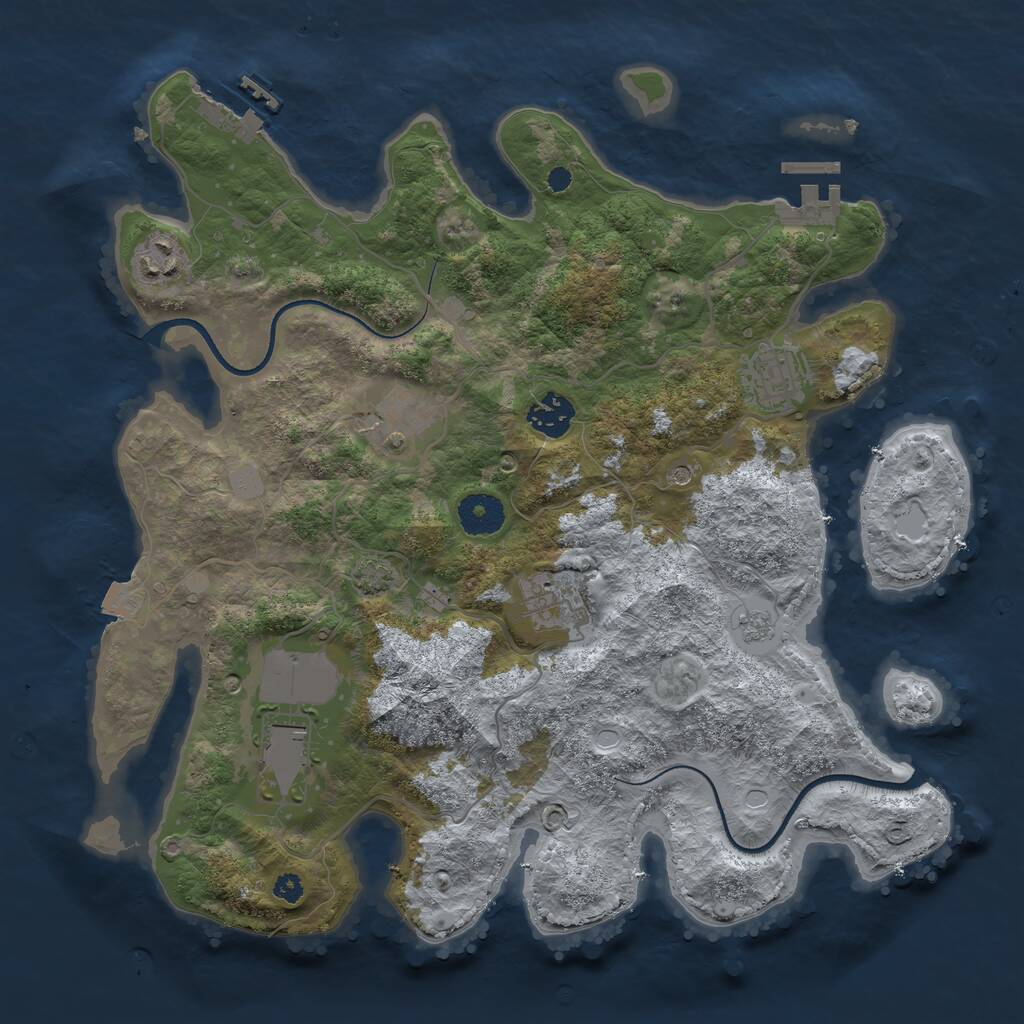 Rust Map: Procedural Map, Size: 3500, Seed: 1541216512, 12 Monuments
