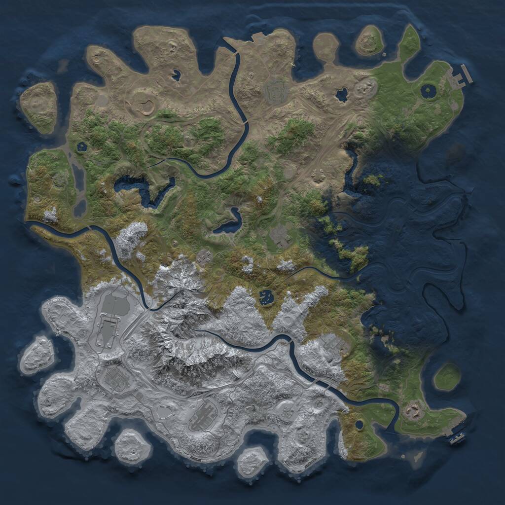 Rust Map: Procedural Map, Size: 5000, Seed: 1227040, 16 Monuments