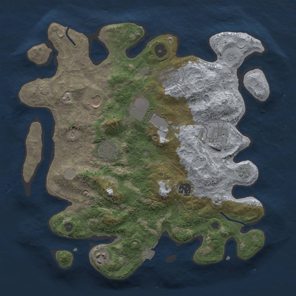 Rust Map: Procedural Map, Size: 3500, Seed: 2037787275, 14 Monuments