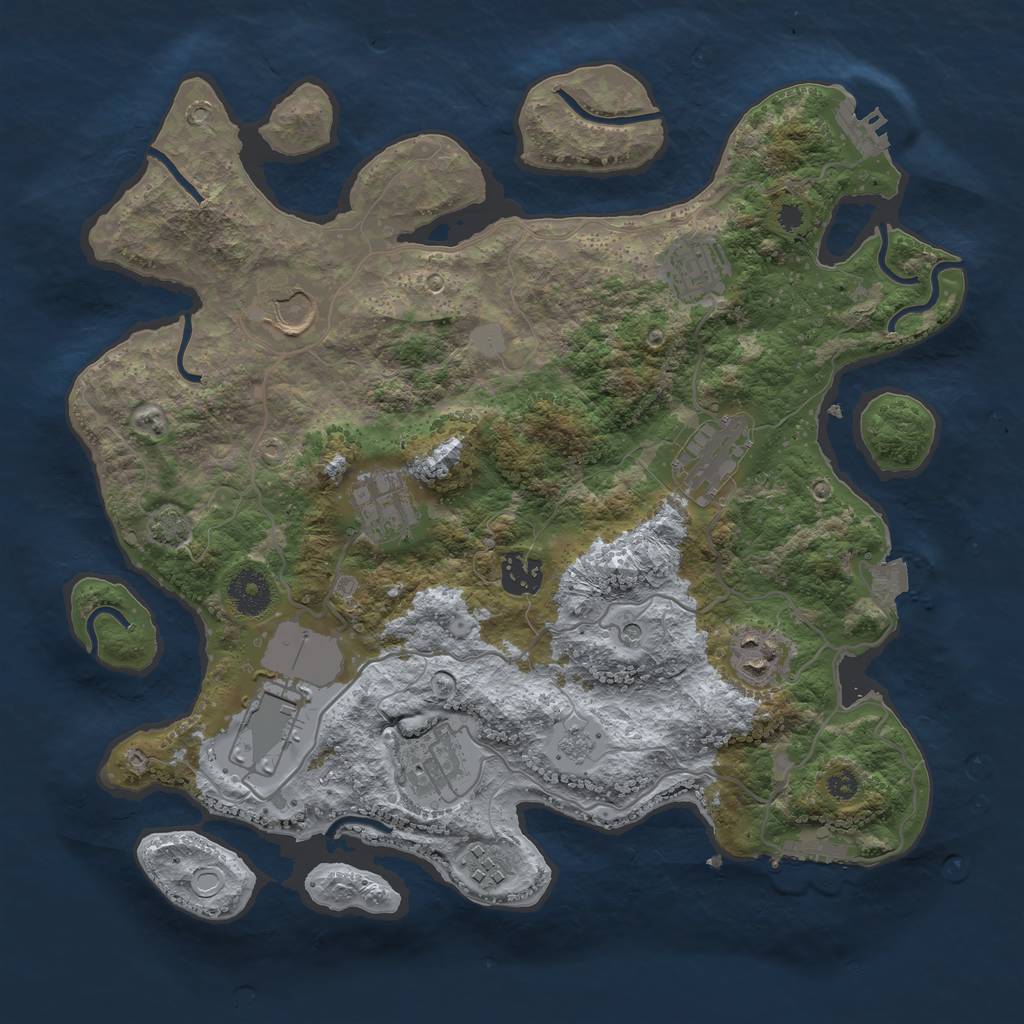 Rust Map: Procedural Map, Size: 3500, Seed: 350865852, 17 Monuments