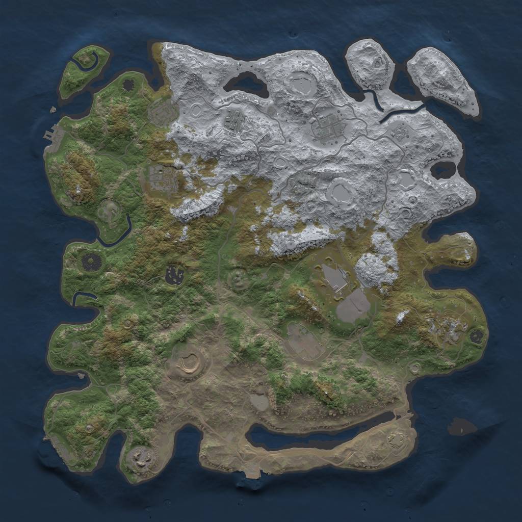Rust Map: Procedural Map, Size: 4000, Seed: 177027497, 17 Monuments