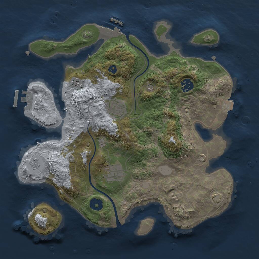 Rust Map: Procedural Map, Size: 3000, Seed: 625503345, 10 Monuments