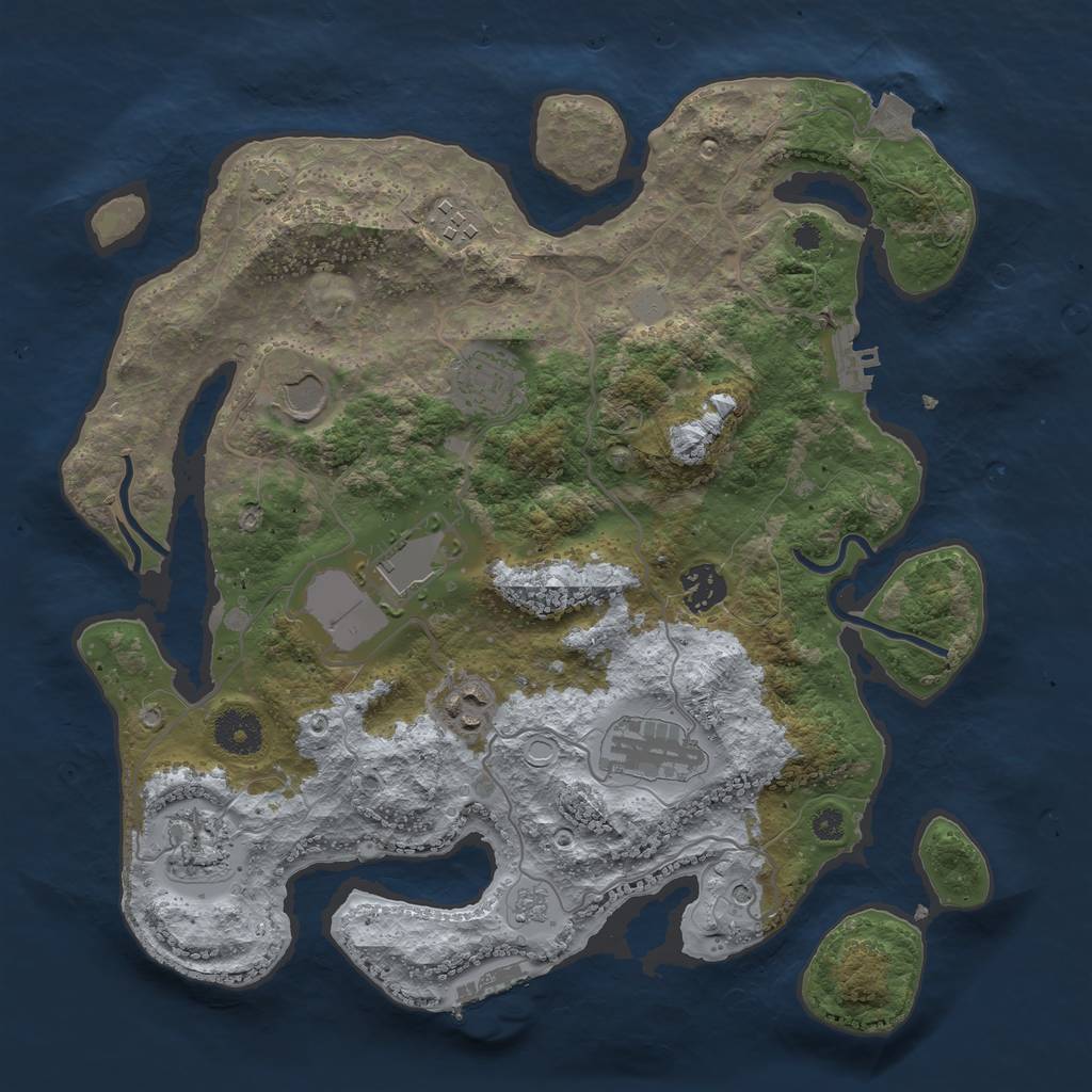 Rust Map: Procedural Map, Size: 3500, Seed: 63398148, 16 Monuments