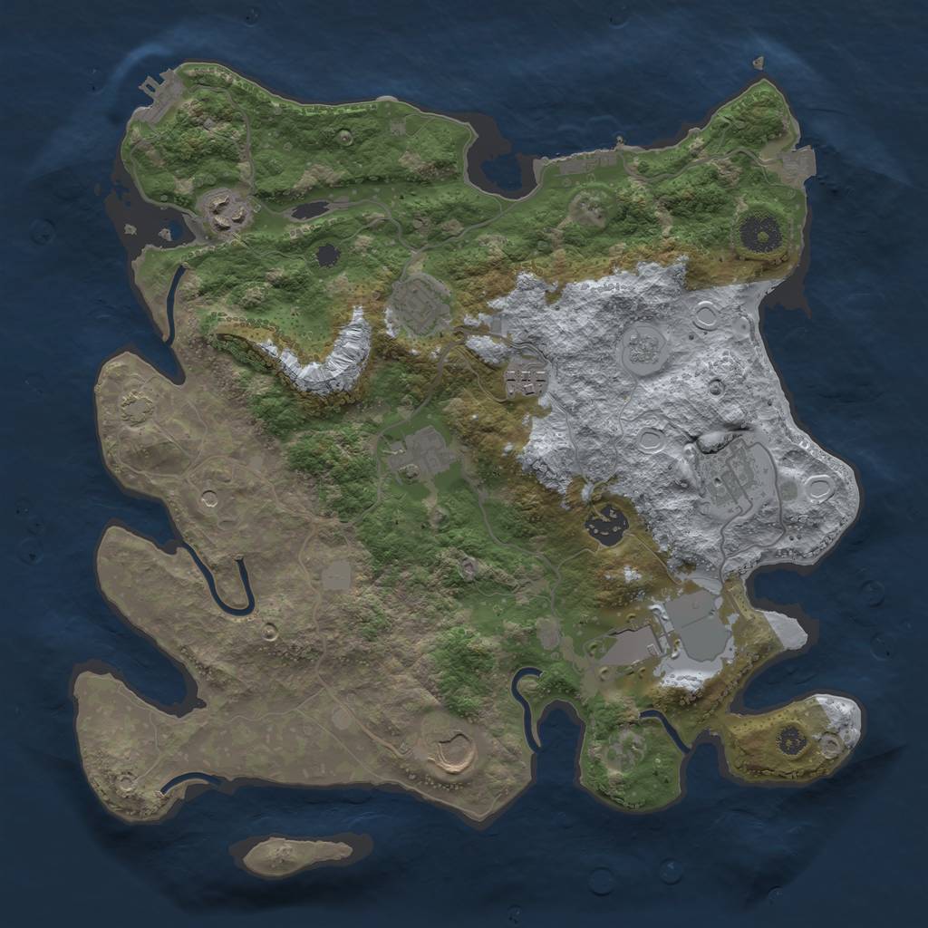 Rust Map: Procedural Map, Size: 3500, Seed: 1361825837, 16 Monuments