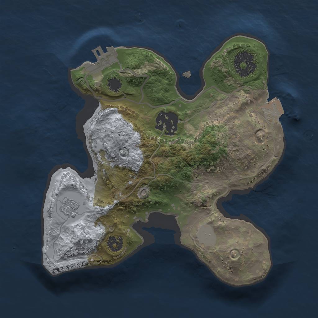 Rust Map: Procedural Map, Size: 2000, Seed: 853142495, 6 Monuments