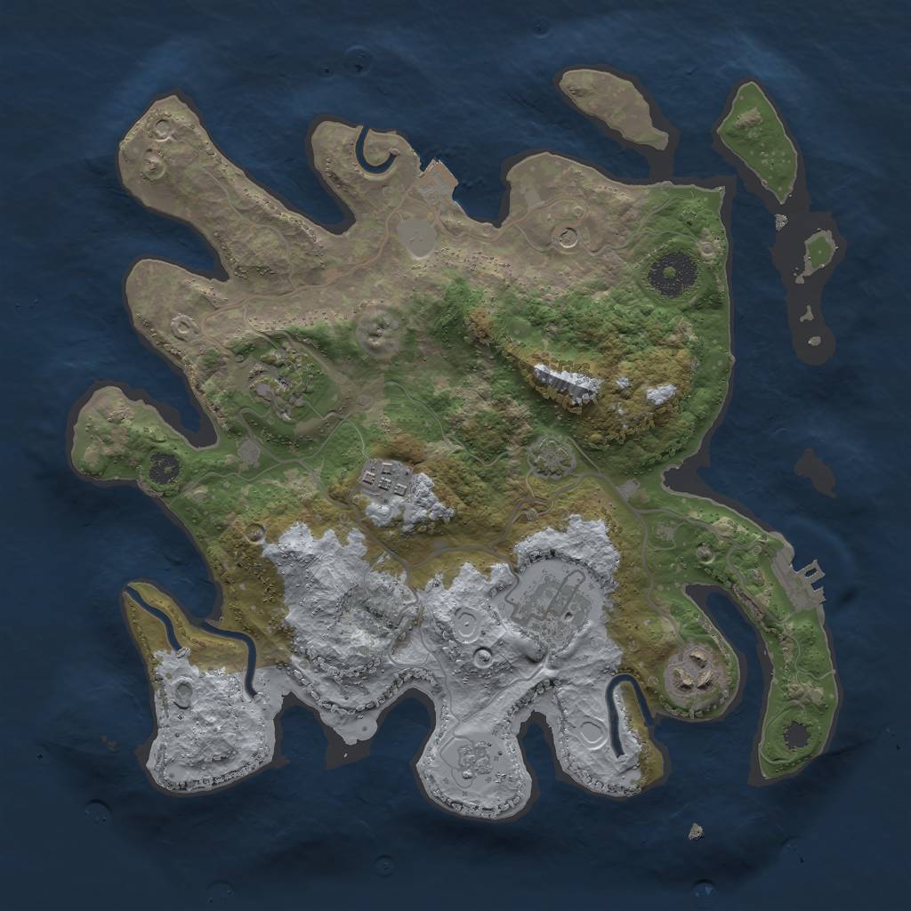 Rust Map: Procedural Map, Size: 3000, Seed: 199, 11 Monuments