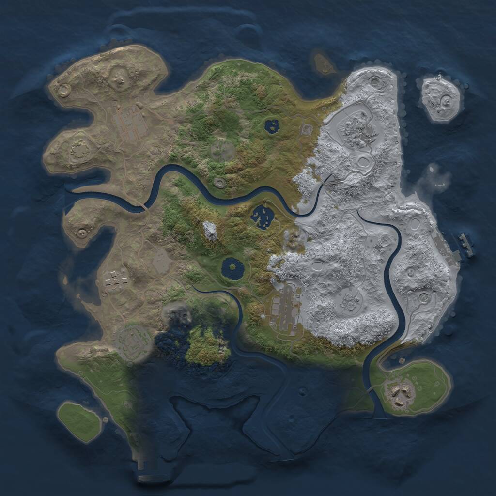 Rust Map: Procedural Map, Size: 3300, Seed: 1799922431, 13 Monuments