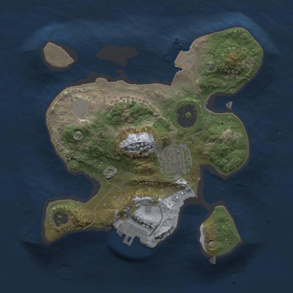 Rust Map: Procedural Map, Size: 2000, Seed: 1732634550, 5 Monuments