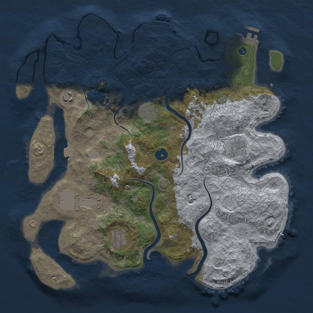 Rust Map: Procedural Map, Size: 3950, Seed: 4626072, 12 Monuments