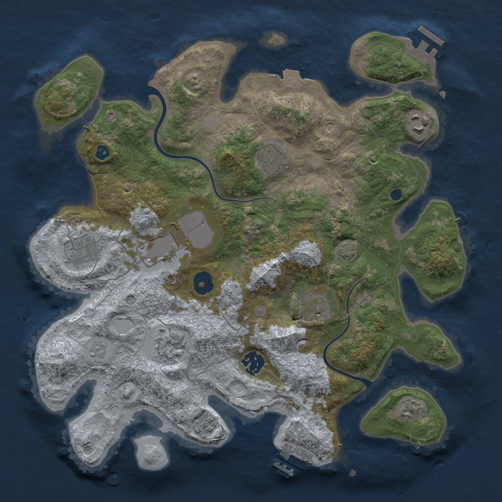 Rust Map: Procedural Map, Size: 3500, Seed: 1846929240, 14 Monuments