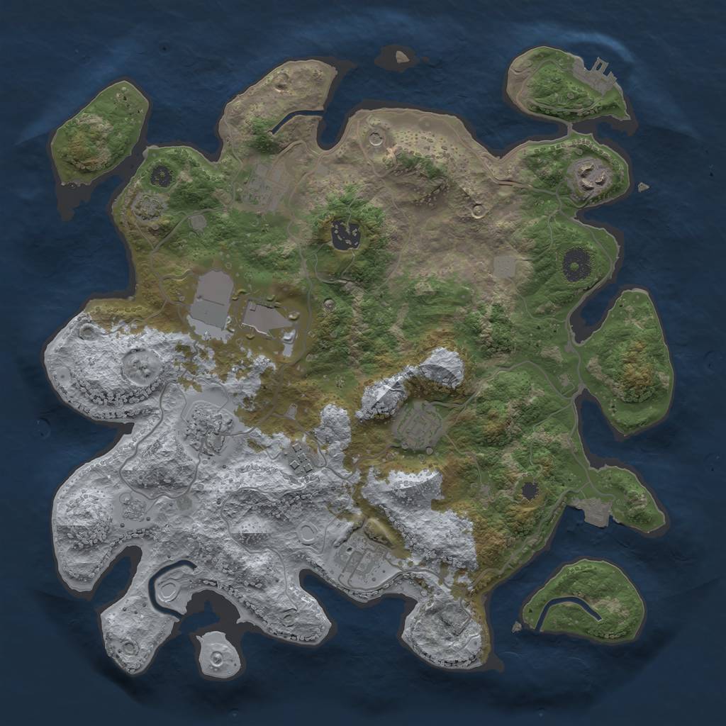 Rust Map: Procedural Map, Size: 3500, Seed: 1846929240, 15 Monuments