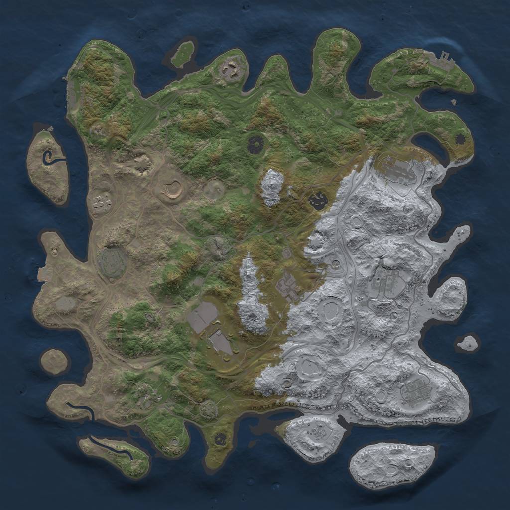 Rust Map: Procedural Map, Size: 4250, Seed: 995808602, 19 Monuments