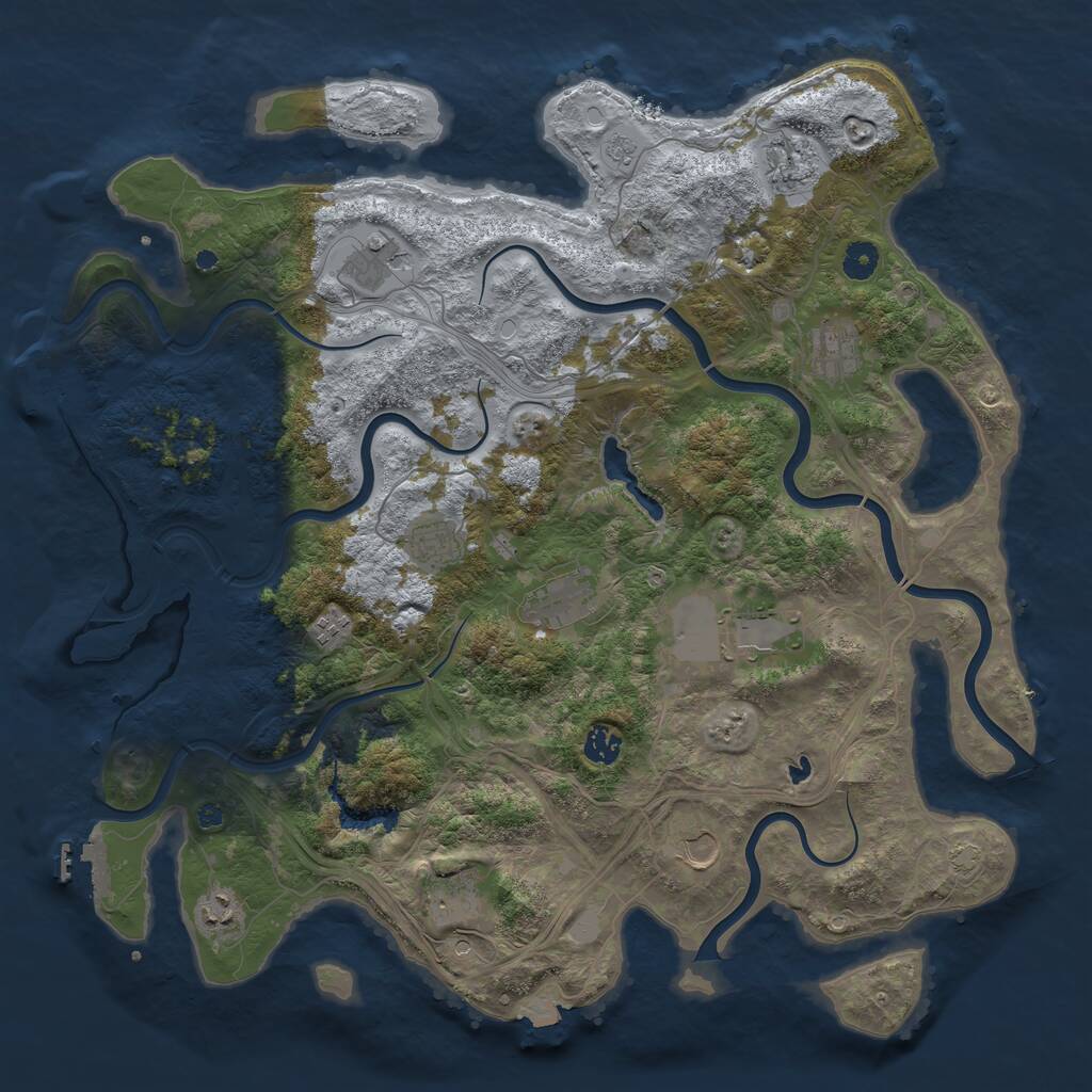Rust Map: Procedural Map, Size: 4400, Seed: 45127177, 17 Monuments