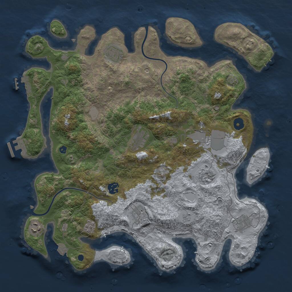 Rust Map: Procedural Map, Size: 3850, Seed: 94073105, 15 Monuments