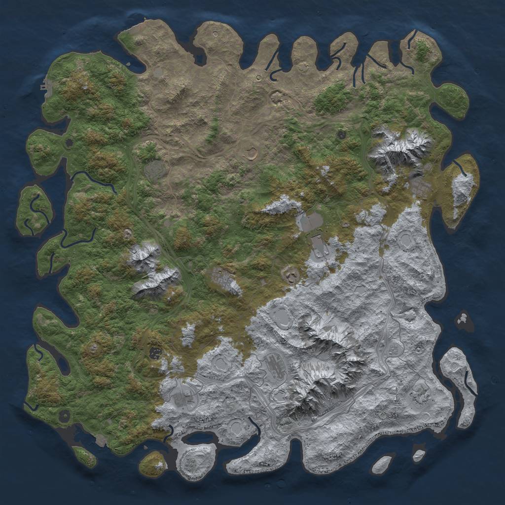 Rust Map: Procedural Map, Size: 6000, Seed: 354706198, 19 Monuments