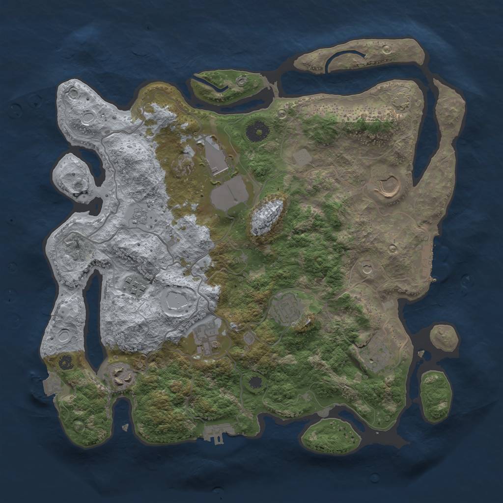 Rust Map: Procedural Map, Size: 3500, Seed: 69688621, 15 Monuments