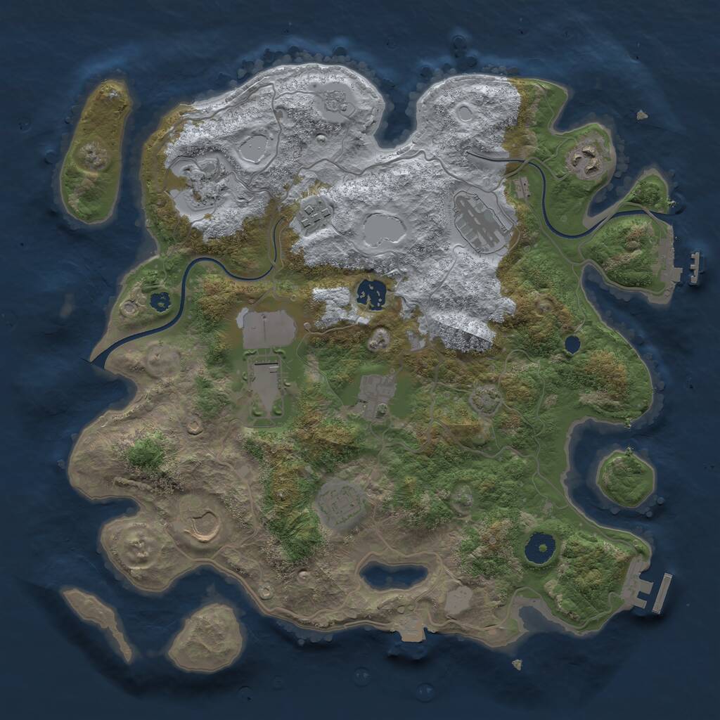 Rust Map: Procedural Map, Size: 3550, Seed: 64952537, 14 Monuments