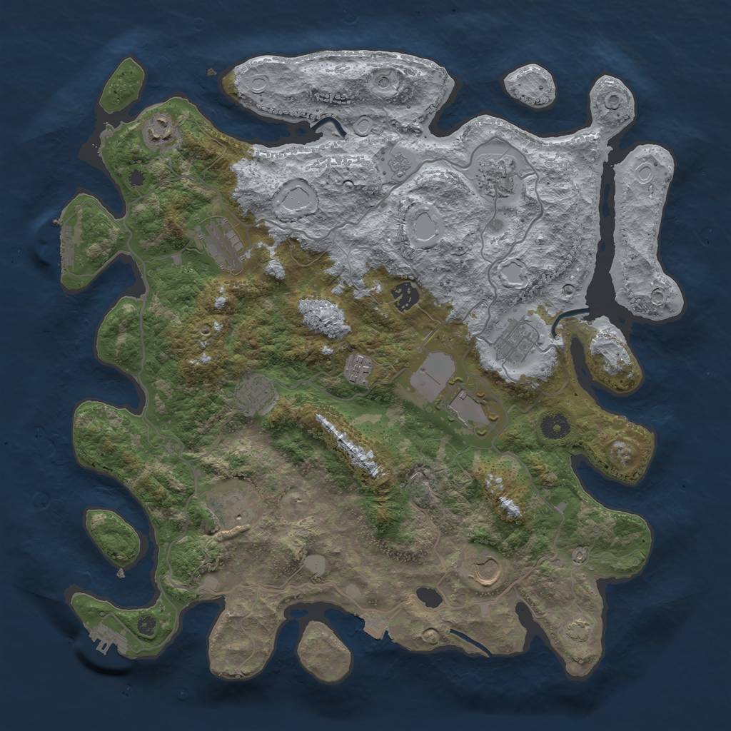 Rust Map: Procedural Map, Size: 4000, Seed: 84632529, 18 Monuments