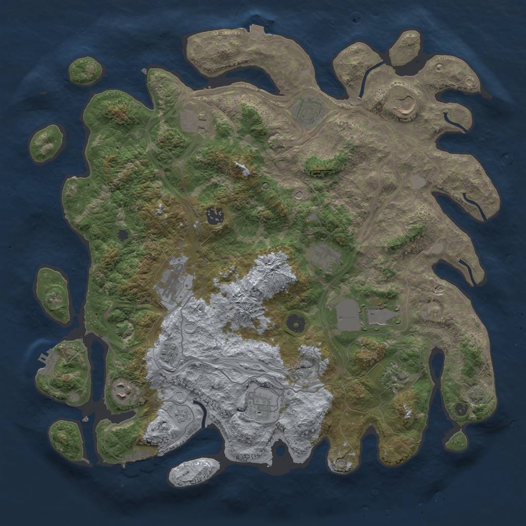 Rust Map: Procedural Map, Size: 4250, Seed: 1703243023, 19 Monuments