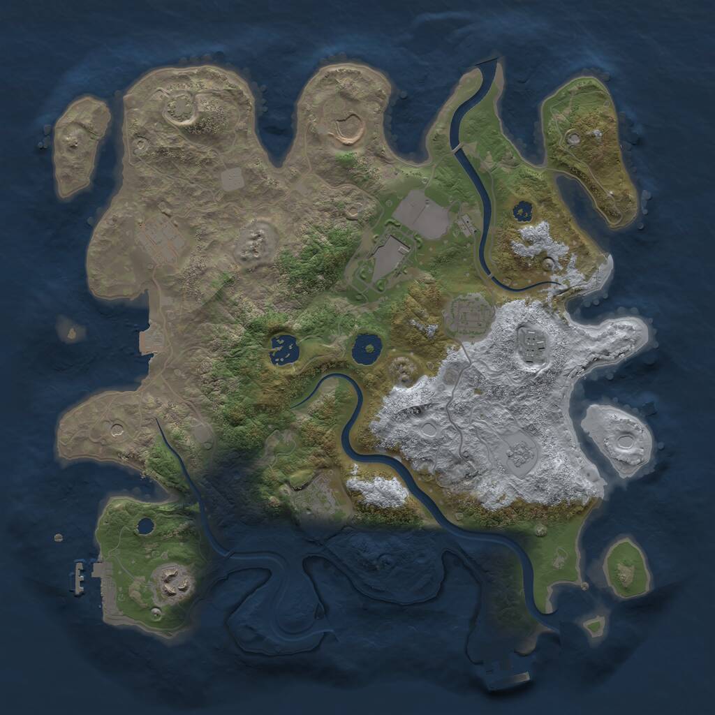 Rust Map: Procedural Map, Size: 3500, Seed: 1861213865, 14 Monuments