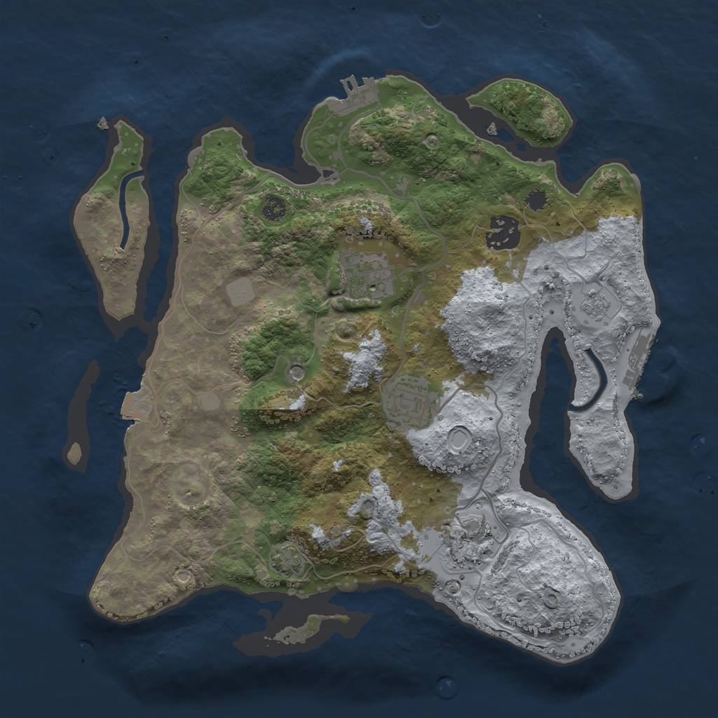 Rust Map: Procedural Map, Size: 3000, Seed: 1962454252, 12 Monuments