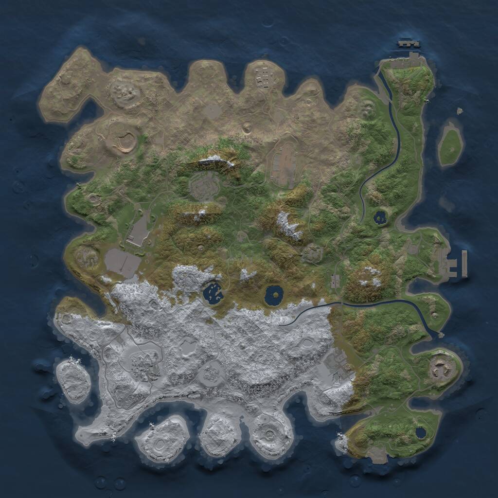 Rust Map: Procedural Map, Size: 3750, Seed: 7639000, 15 Monuments