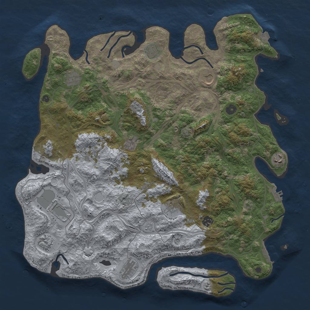 Rust Map: Procedural Map, Size: 4500, Seed: 731293819, 19 Monuments